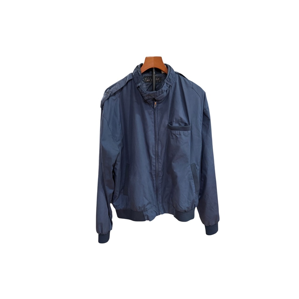 Vtg Members only inspo Navy Bomber Jacket Full Zip Windbreaker Epaulets SZ 1X